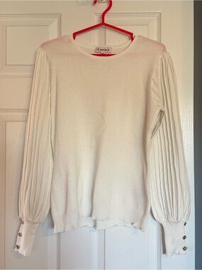 Nanette Lepore Cream Puff-Sleeve Crewneck Sweater